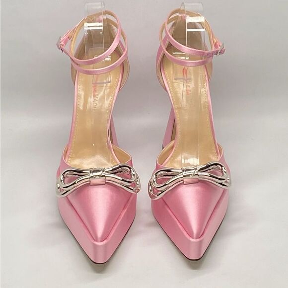 Mach & Mach Double Bow Satin Platform Pumps size 38 - Picture 3 of 11